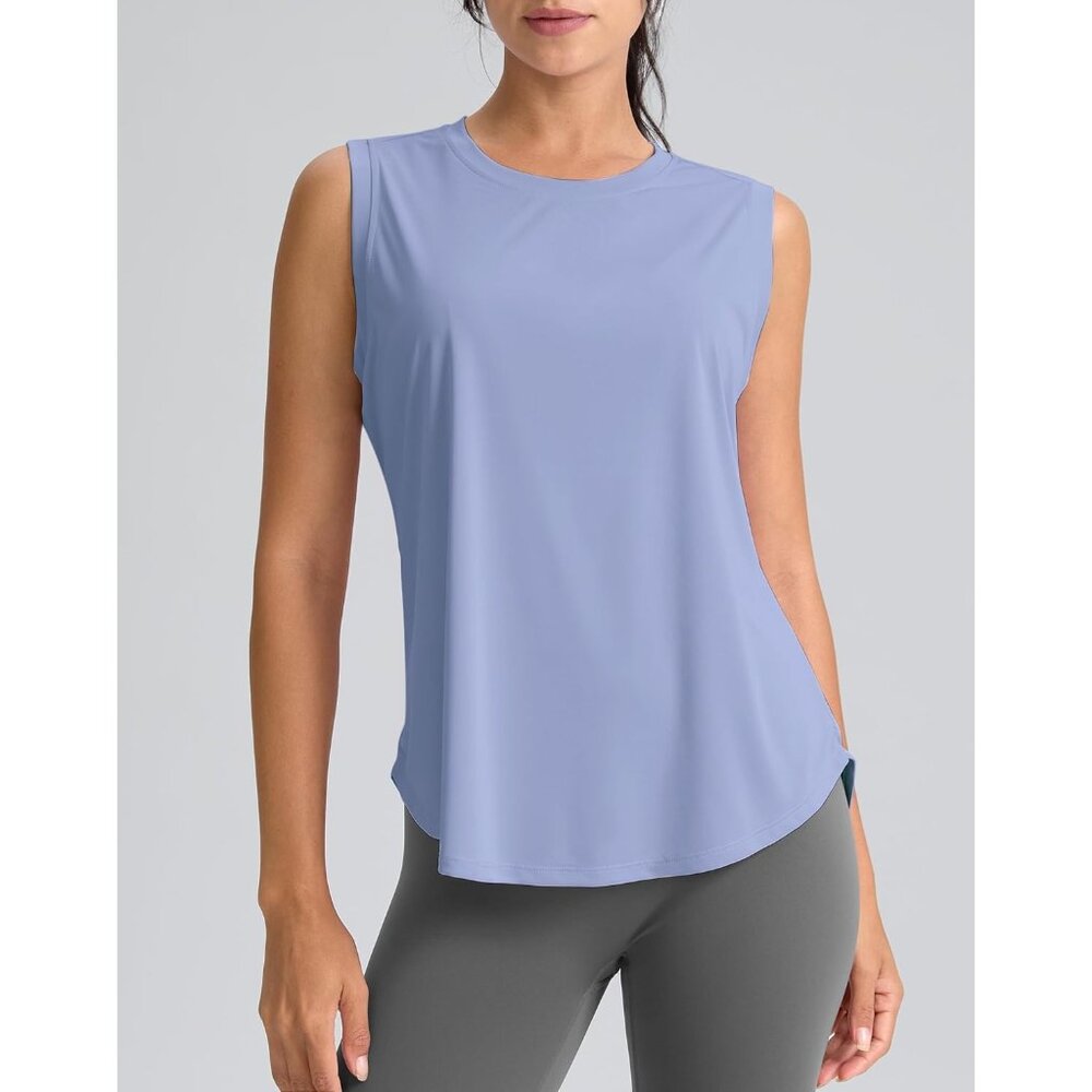 〽️Women's Light Blue Pull Over Sleeveless Breathable Running Tennis Tank Top